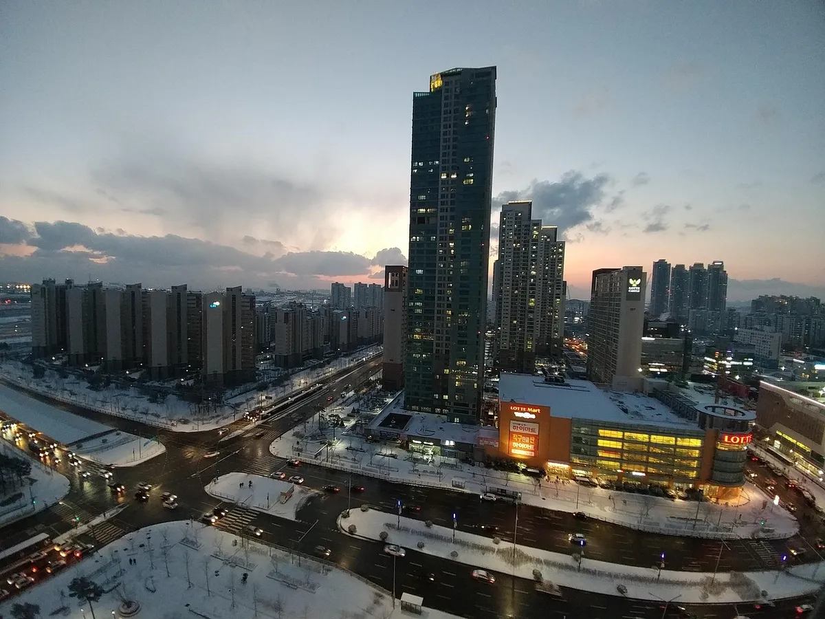 cheongna, incheon, winter, city, cityscape, urban, nature, horizon, korea, sunset, buildings, Incheon, South Korea