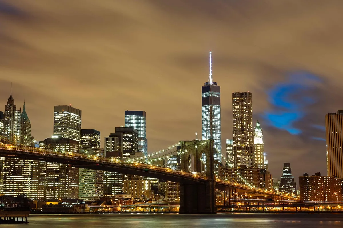 buildings, bridge, illuminated, city lights, cityscape, skyline, skyscrapers, urban, urban landscape, river, brooklyn bridge, city, lights, new york city, night